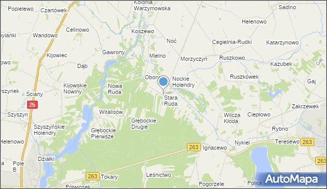 mapa Stara Ruda, Stara Ruda gmina Wierzbinek na mapie Targeo